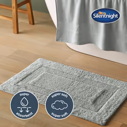 Silentnight Supersoft Bathmat Super Soft & Absorbent 100% Cotton BCI - Quick Drying Plush Texture Non-Slip Base Bathmat - 80  ...