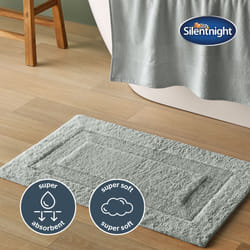 Silentnight Supersoft Bathmat Super Soft & Absorbent 100% Cotton BCI - Quick Drying Plush Texture Non-Slip Base Bathmat - 80 x 50cm - Machine W - Grey