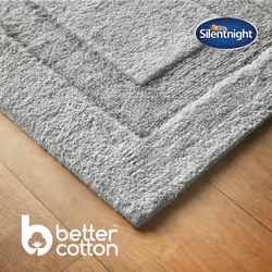 Silentnight Supersoft Bathmat Super Soft & Absorbent 100% Cotton BCI - Quick Drying Plush Texture Non-Slip Base Bathmat - 80 x 50cm - Machine W - Grey