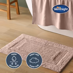 Silentnight Supersoft Bathmat Super Soft & Absorbent 100% Cotton BCI - Quick Drying Plush Texture Non-Slip Base Bathmat - 80  ...