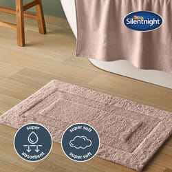 Silentnight Supersoft Bathmat Super Soft & Absorbent 100% Cotton BCI - Quick Drying Plush Texture Non-Slip Base Bathmat - 80 x 50cm - Machine W - Pink