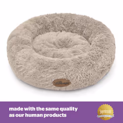 Silentnight Calming Donut Pet Bed Round Soft Doghnout Cushion for Dogs and Cats - Extra Small, Natural