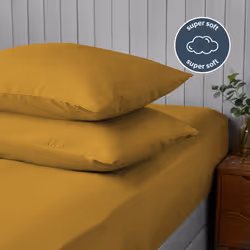 Silentnight Supersoft Pillowcase Pair Flap Close - Ochre