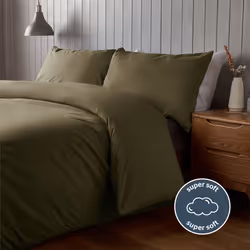Silentnight Supersoft Duvet Set Easy Care Cosy - Single, Olive Green
