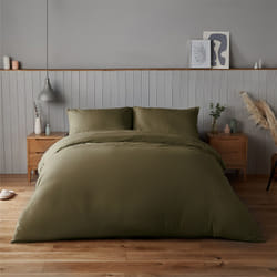 Silentnight Supersoft Duvet Set Easy Care Cosy - Double, Olive Green