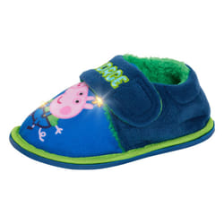 Boys Peppa Pig George Pig Light Up Slippers Infants Dino Fur Lined House Shoes - UK 9 Child