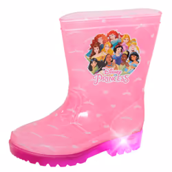 Girls Disney Princess Light Up Wellington Boots Kids Wellingtons Pink Wellies - UK 7 Child