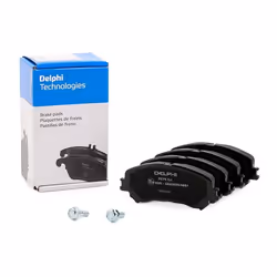 Brake pad set; DELPHI; prepared for wear warning indicator with anti-squeak plate with accessories; for RENAULT; 410606124R, ...