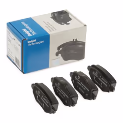 Brake pad set; DELPHI; not prepared for wear warning indicator with anti-squeak plate without accessories; for PEUGEOT, VAUXH ...