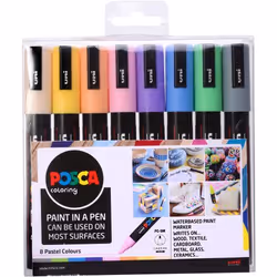 Uni-Ball PC-5M Paint Marker Assorted Pale Colours (Pack 8) - 153544854
