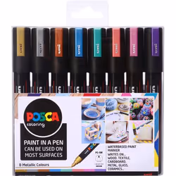 Uni-Ball PC-5M Paint Marker Assorted Metallic Colours (Pack 8) - 15354