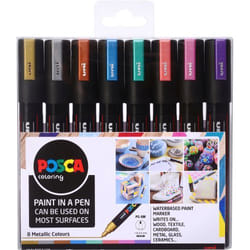 Uni-Ball PC-5M Paint Marker Assorted Metallic Colours (Pack 8) - 15354