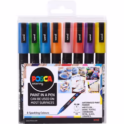 Uni-Ball PC-3M Paint Marker Assorted Sparkling Colours (Pack 8) - 1535
