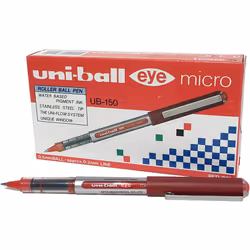 uni-ball UB-150 Eye Micro Rollerball Pens, Red Uni Super Ink, .5mm Nib, Box of 12