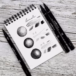 Uni-Ball Pin Drawing Pen - 07/09/10/12/Brush - Light Grey/ Dark Grey/ Black/ Sepia - Wallet of 8