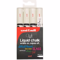 Uni-Ball UNI CHALK MARKERS MEDIUM WHITE PK4