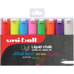 Uni-Ball Chalk Marker Chisel Tip Broad Assorted Colours (Pack 8) - 153