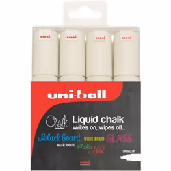 Uni-Ball Chalk Marker Chisel Tip Broad White (Pack 4) - 153494344