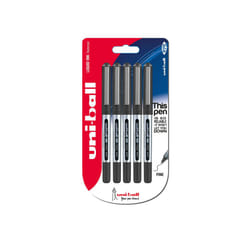 uni-ball UB-150 Eye Micro Rollerball Pens, Black Uni Super Ink, .5mm Nib, Package of 5