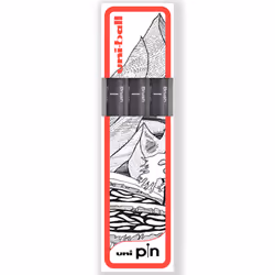 uni-ball PIN Fineliner Technical Drawing Pens - Set of 3 - Brush, Dark Grey