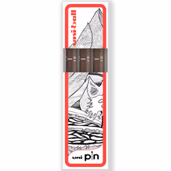 uni-ball PIN Fineliner Technical Drawing Pens - Set of 3 - 0.1mm, Sepia