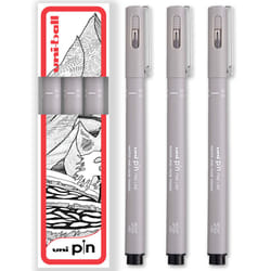 uni-ball PIN Fineliner Technical Drawing Pens - Set of 3 - 0.5mm, Light Grey