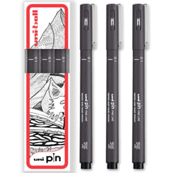 uni-ball PIN Fineliner Technical Drawing Pens - Set of 3 - 0.1mm, Dark Grey