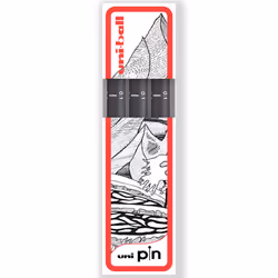 uni-ball PIN Fineliner Technical Drawing Pens - Set of 3 - 0.1mm, Dark Grey
