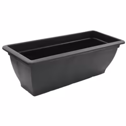 60cm Long Indoor/Outdoor Flower Pot, Black Plastic Planting Trough - 1