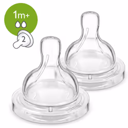 Philips AVENT 2 pcs Slow-flow teat 1 m+ Anti-colic teat, Anti-colic valve