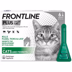 FRONTLINE Plus Flea & Tick Treatment for Cats and Ferrets - 6 Pipettes