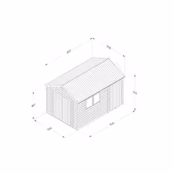 Timberdale 12x8 Apex Shed - Double Door, Combo
