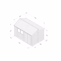 Timberdale 12x8 Reverse Apex Shed - Double Door