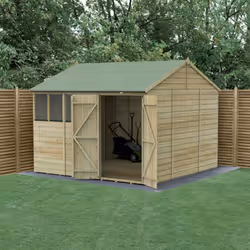 Beckwood 10x10 Reverse Apex Shed - 4 Windows - Double Door