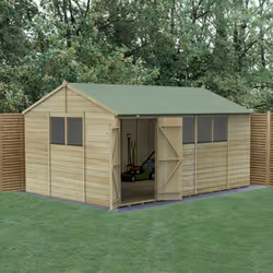 Beckwood 15x10 Reverse Apex Shed - 6 Windows - Double Door