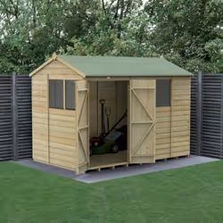 Beckwood 10x6 Reverse Apex Shed - 4 Windows - Double Door
