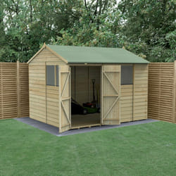 Beckwood 10x8 Reverse Apex Shed - 4 Windows - Double Door