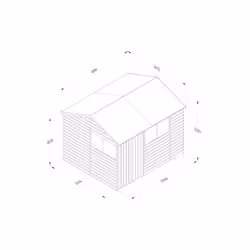 Beckwood 10x8 Reverse Apex Shed - 4 Windows - Double Door