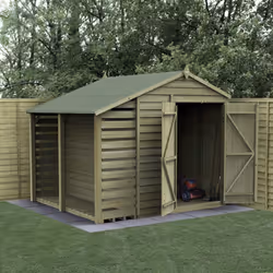 4LIFE Apex Shed 6x8 - Double Door - No Windows - With Lean-To