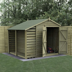 4LIFE Apex Shed 6x8 - Double Door - No Windows -  With Lean-To