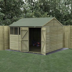 4LIFE Reverse Apex Shed 10x10 - Double Door - 4 Windows