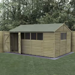4LIFE Reverse Apex Shed 15x10 - Double Door - 6 Windows