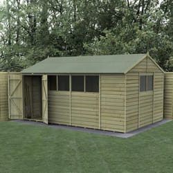4LIFE Reverse Apex Shed 15x10 - Double Door - 6 Windows