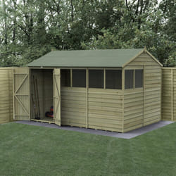 4LIFE Reverse Apex Shed 12x8 - Double Door - 6 Windows