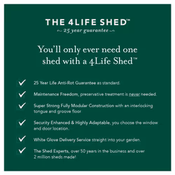 4LIFE Reverse Apex Shed 12x8 - Double Door - No Windows