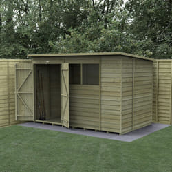 4LIFE Pent Shed 10x6 - 2 Windows - Double Door (Including assembly - mainland UK only)