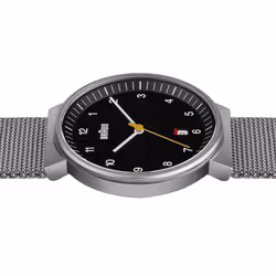 Braun Mens 3-Hand with Date Analogue Quartz Watch, Black Dial and Steel Milanese Mesh Strap, 40mm Stainless Steel Case, model BN0032BKSLMHG. - Black