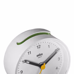 Braun Classic Analogue Alarm Clock with Snooze and Light, White, BC12W