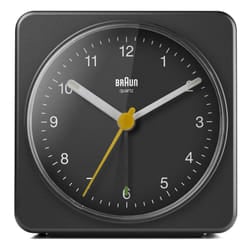 Braun Classic Analogue Alarm Clock with Snooze and Light, Black, BC03B