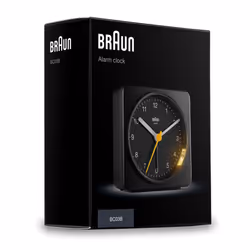 Braun Classic Analogue Alarm Clock with Snooze and Light, Black, BC03B